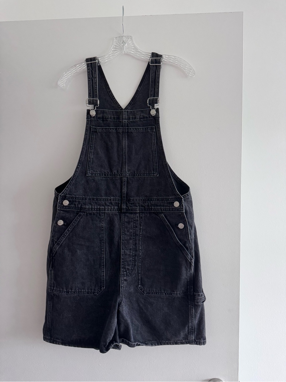 Madewell Black Denim Short Overalls